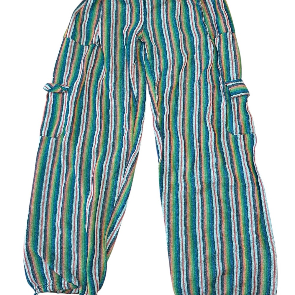 Striped Multicolor cotton Cargo Pants